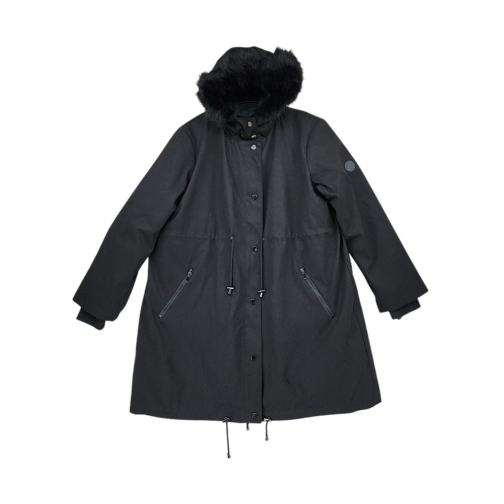 Seraphine Parka 6 Canvas Black Faux Fur Hood Down Fill Maternity Utility Jacket